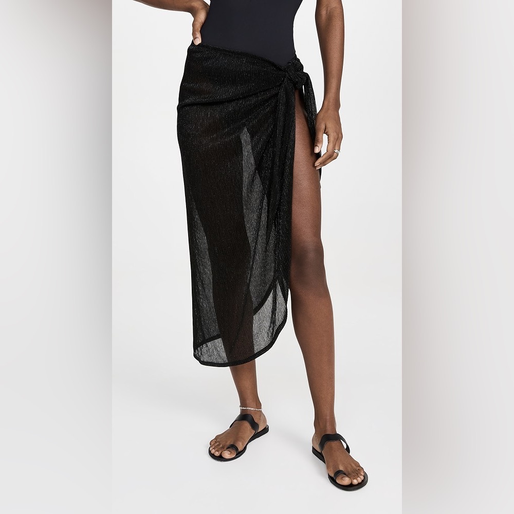 Good American Long Black Sparkle Sarong